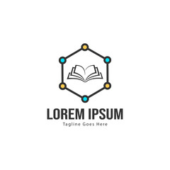 Book logo template design. minimalist book logo with modern frame