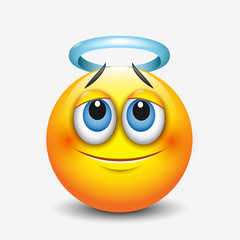 Cute angel emoticon, emoji 