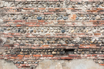Wall in the opus spicatum arrangement. Historical background characteristic for French architecture.