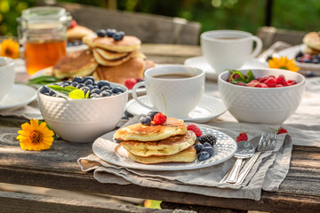 Enjoy your pancakes in the garden for breakfast