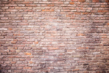 Closeup of old grey and red rough brick wall. For pattern, texture and background