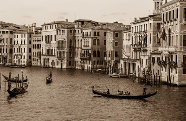 A view of Venice cityscene with gondola romantic narrow canal