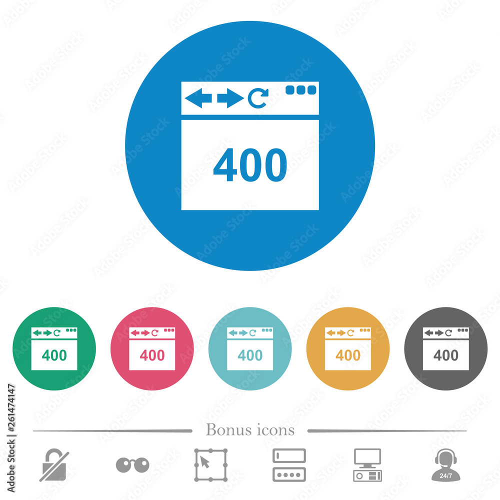 Poster browser 400 bad request flat round icons