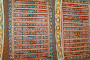 Africa Moroccan mosaic woodcarving carved ceiling Marrakesh