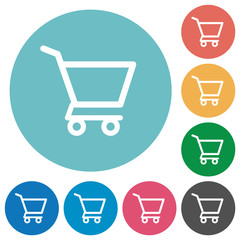 Empty shopping cart flat round icons