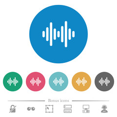 Sound wave flat round icons