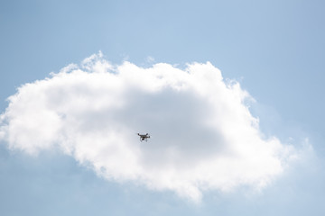 Flying the copter in the sky and clouds