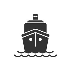 Ship cruise sign icon in flat style. Cargo boat vector illustration on white isolated background. Vessel business concept.