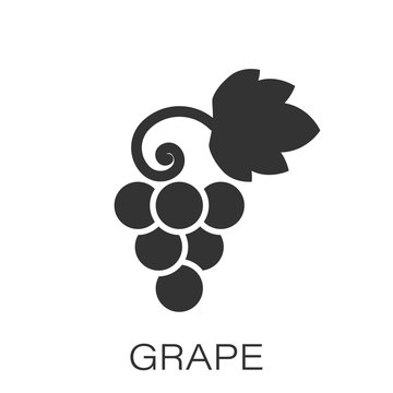 Grape Fruits Sign Icon In Flat Style. Grapevine Vector Illustration On White Isolated Background. Wine Grapes Business Concept.