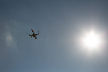 Flying the copter in the sky and clouds