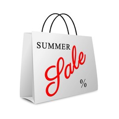 Shopping bag - Summer sale and percent - isolated on white background