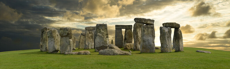 Mystic Stonehenge in England, Europe. Concept for travel, astronomy,religion,esoteric and touristic themes.