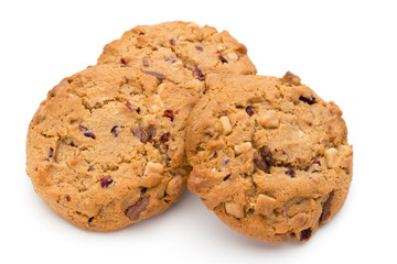 Chocolate chip cookie isolated on white background.