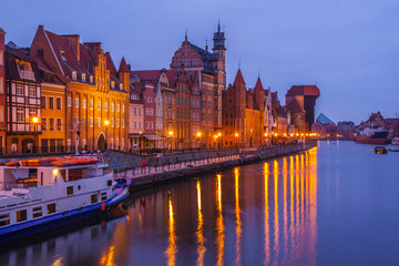 Old town in Gdansk at night. Poland 
