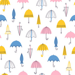 Spring umbrellas seamless pattern - 261481558