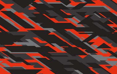 Seamless fashion dark gray and red hunting camo pattern vector - obrazy, fototapety, plakaty