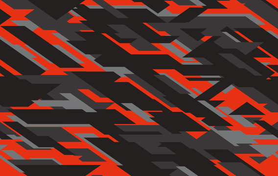 Seamless fashion dark gray and red hunting camo pattern vector