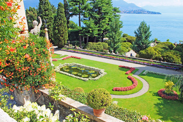 Fototapeta premium Landscape design on the island of Isola Bella on lake Maggiore in Italy