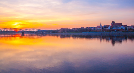 Naklejka premium Torun old town at amazing sunset, Poland