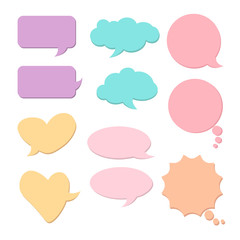 Clorful collection of speech bubbles. Flat bright vector illustration.