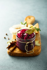 Homemade pickled red cabbage