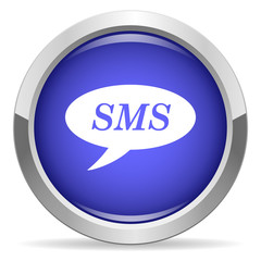 SMS icon. Round bright blue button.