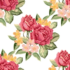 Poster Im Rahmen Rose seamless pattern in retro style -vector © Weera