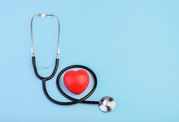 stethoscope with red heart. medical concept