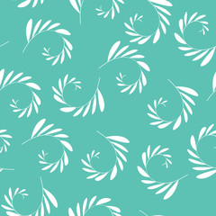 Fototapeta premium Seamless pattern with plant elements. Floral wallpaper with branches with leaves. Art can be used for wallpaper, packing, printing. Summer print.