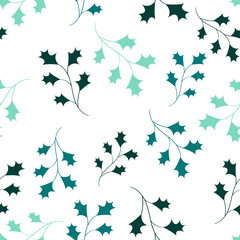 Seamless pattern with plant elements. Floral wallpaper with branches with leaves. Art can be used for wallpaper, packing, printing. Summer print.