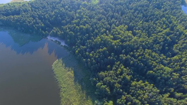 Aerial View Of Forest On The Island On Lake Seliger, Russia
