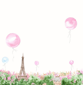spring Paris in watercolor