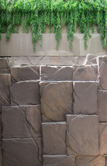 rocky wall of decorative stone