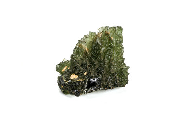 Macro stone mineral meteorite tektite on white background