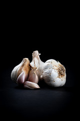 Fresh Garlic on Black Background