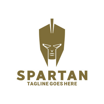 Spartan Logo Design Inspiration. Flat And Modern Icon. Mascot Army Character Symbol. Gladiator Graphic Vector. Simple And Unique Logotype. Silhouette Cartoon For Company And Business.