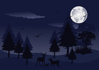 Fototapeta premium halloween night background with full moon and bats