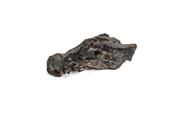 Macro stone mineral meteorite tektite on white background