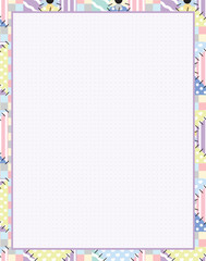 Vector printing paper note with dotted sheet for bullet journal. Optimal A4 size. Kawaii paper for notebook, handwriting letters, diary, planners, notes. Abstract illustration in patchwork, quilting