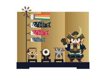 Fototapete 鎧武者 端午の節句のイメージ 日本の季節のイラスト 五月人形 こどもの日のイラスト素材 Tomoko Arakawa