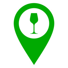 Weinglas und Kartenmarkierung