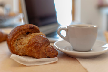 Freshly baked croissants and coffee