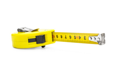 Measuring tape tool on white background.