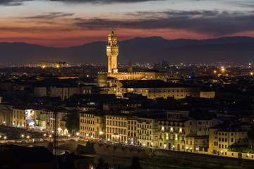 City scene of Florence at sunset time