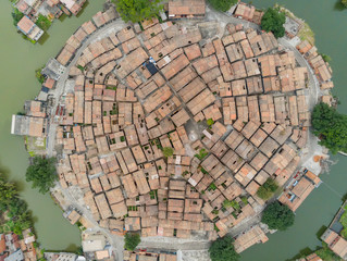 Aerial view of the Bagua Village of Licha Cun