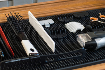 Close up of barber tools on the table