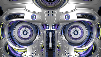 very detailed futuristic robot eyes closeup view. 3D Render © Mykola