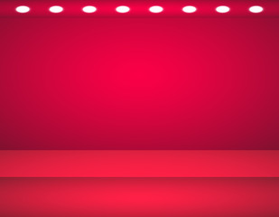 Studio background. Vector empty red studio for your design, spotlight. Vector graphics