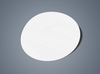 Rounded shaped sticker mockup isolated on grey 3D rendering
