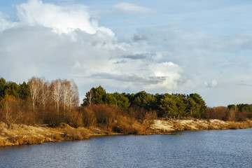 beautiful clouds river and forest
